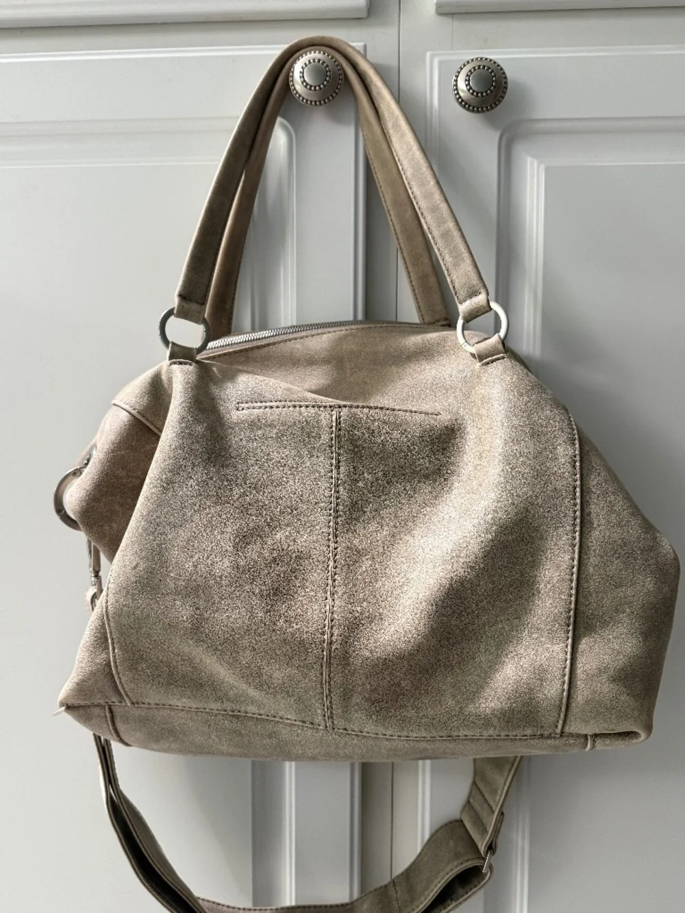 HAMMITT METALLIC SILVER LEATHER STUDDED LARGE TOTE/SHOULDER BAG